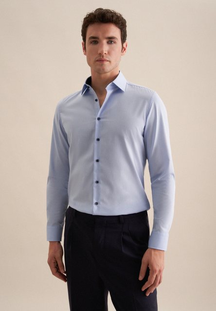 Bild von seidensticker Businesshemd, Slim Fit, Langarm, Kent-Kragen, für Herren, blau, 40