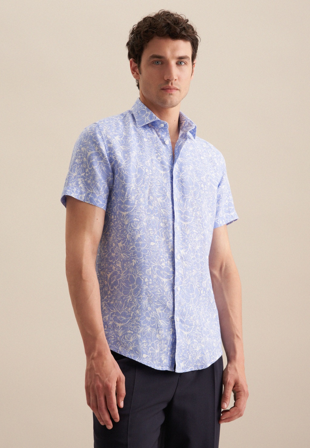 Bild von seidensticker Businesshemd "Slim", Slim Kurzarm Kentkragen Floral