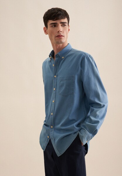 Bild von seidensticker Businesshemd »Schwarze Rose«, Regular Langarm Button-Down-Kragen Uni