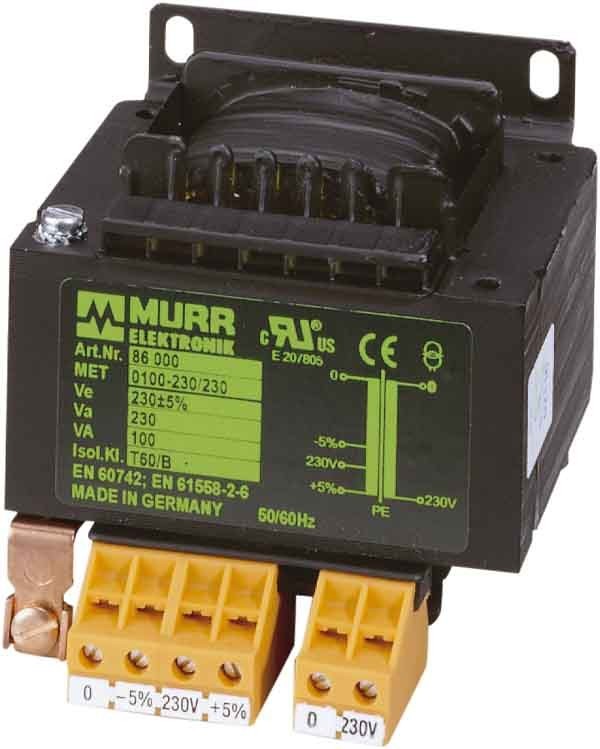 Bild von Murr Elektronik MET Einphasen Steuer- und Trenntransformator P: 500VA IN: 400VAC+/- 5% OUT: 230VAC, Transformator