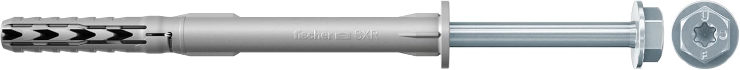 Bild von fischer Langschaftdübel SXRL 10 x 120 FUS R, Dübel mit Sechskantschraube & angeformter U-Scheibe aus nicht rostendem Stahl, Nylondübel für die Befestigung von Metallkonstruktionen, 50 Stück