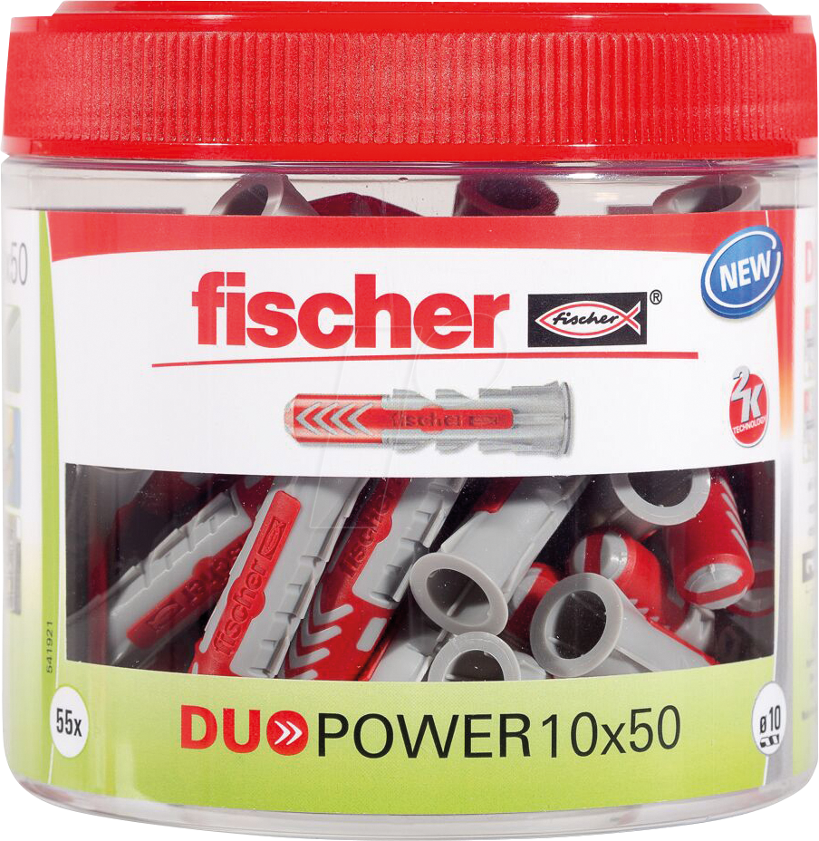 Bild von Fischer Befestigungstechnik Schrauben- und Dübel-Set FISCHER 541921 Universaldübel DUOPOWER 10 x 50mm Dose, 55 Stk