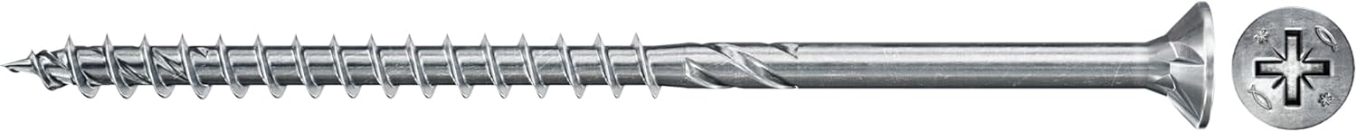 Bild von fischer PowerFast II CZP 6,0 x 40, Spanplattenschraube (50 Stk.) mit Teilgewinde, Senkkopfschraube mit Kreuzschlitz, Schraube für Holzverarbeitung, reduziert Einschraubwiderstand & Einschraubzeit