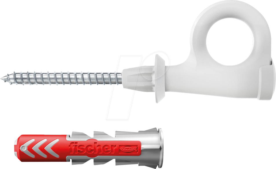 Bild von fischer EasyHook Loop K (4), Set aus 4 Ösenhaken-Schrauben und DuoPower 8 x 40 Dübeln, Spanplattenschrauben mit Haken, flexible Schraubhaken zur Montage in zahlreichen Baustoffen