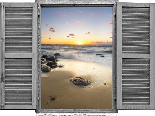 Bild von queence Wandtattoo »Sonnenuntergang«, (1 St.), Wandsticker, Wandbild, selbstklebend, 3D, Fenster