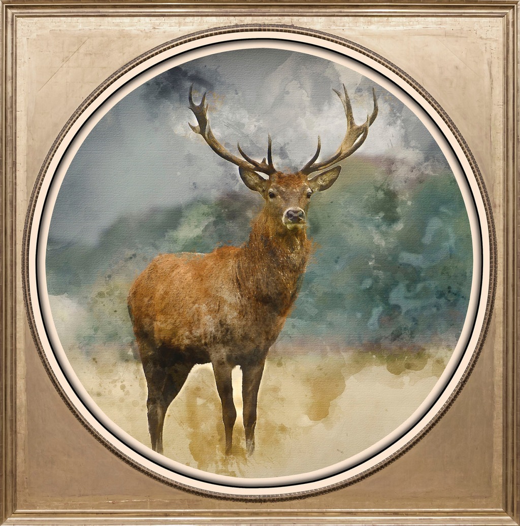 Bild von queence Acrylglasbild »Hirsch«, Hirsch-Wildtiere-Gemälde-Kunst-Hirschbilder-Hirsche-Wald-Waldbilder, Fine Art-Print in Galeriequalität