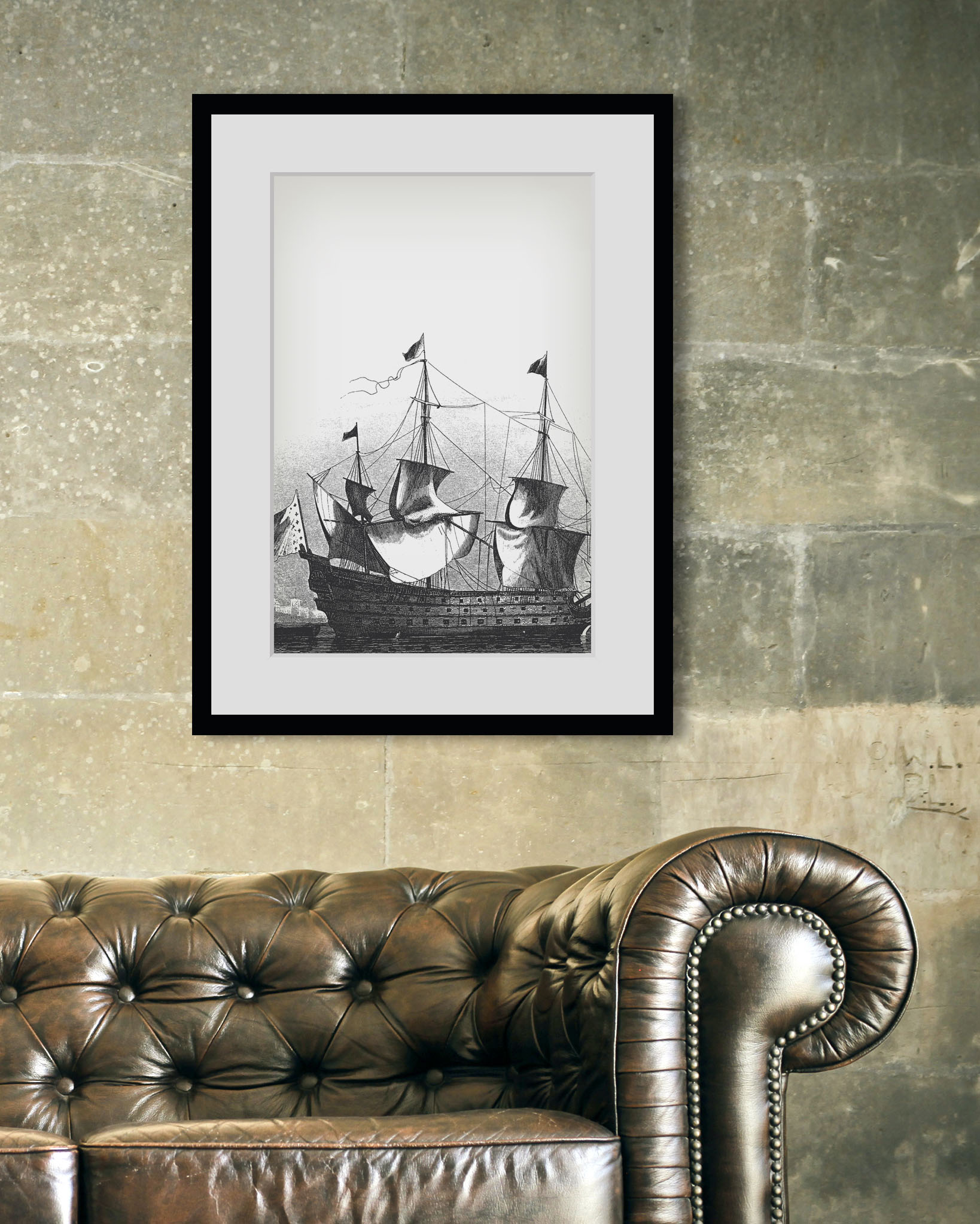 Bild von queence Bild »Charles«, Schiffe-historische Ereignisse-Schwarz-Weiß, (1 St.), HD Premium Poster-Druck inkl. Holzrahmen