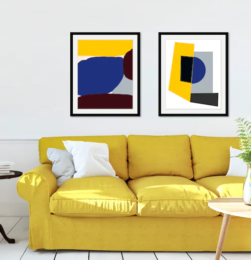 Bild von queence Bild »Laslie«, Abstrakt-Figuren-Kunst-Zeichen, (1 St.), HD Premium Poster-Druck inkl. Holzrahmen