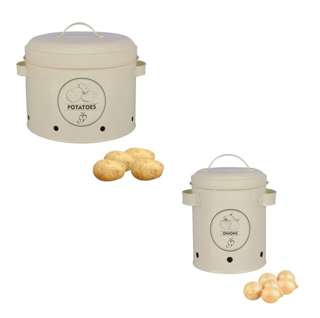 Bild von Rivanto Vorratsdosen 2er Set Kartoffeln und Zwiebeln, bestehend aus Zwiebeldose und Kartoffeldose, aus Metall