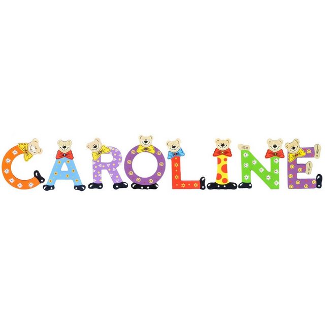 Bild von Playshoes Deko-Buchstaben (Set, 8 St), Kinder Holz-Buchstaben Namen-Set "CAROLINE" in bunten Farben