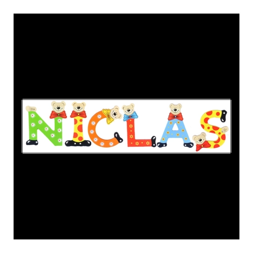 Bild von Playshoes Kinder Holz-Buchstaben Namen-Set NICLAS – Kreative Gestaltung für Kinderzimmer