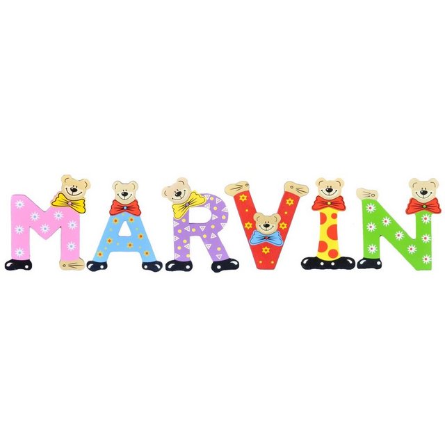 Bild von Playshoes Deko-Buchstaben (Set, 6 St), Kinder Holz-Buchstaben Namen-Set "MARVIN" in bunten Farben