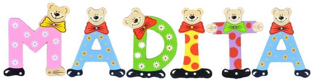 Bild von Playshoes Deko-Buchstaben (Set, 6 St), Kinder Holz-Buchstaben Namen-Set "MADITA" in bunten Farben