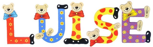 Bild von Playshoes Deko-Buchstaben (Set, 5 St), Kinder Holz-Buchstaben Namen-Set "LUISE" in bunten Farben