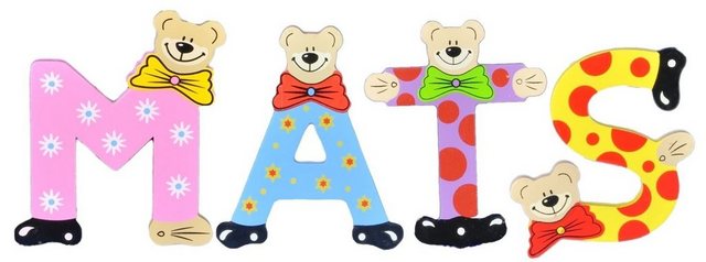 Bild von Playshoes Deko-Buchstaben (Set, 4 St), Kinder Holz-Buchstaben Namen-Set "MATS" in bunten Farben