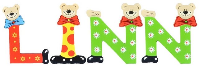 Bild von Playshoes Deko-Buchstaben (Set, 4 St), Kinder Holz-Buchstaben Namen-Set "LINN" in bunten Farben