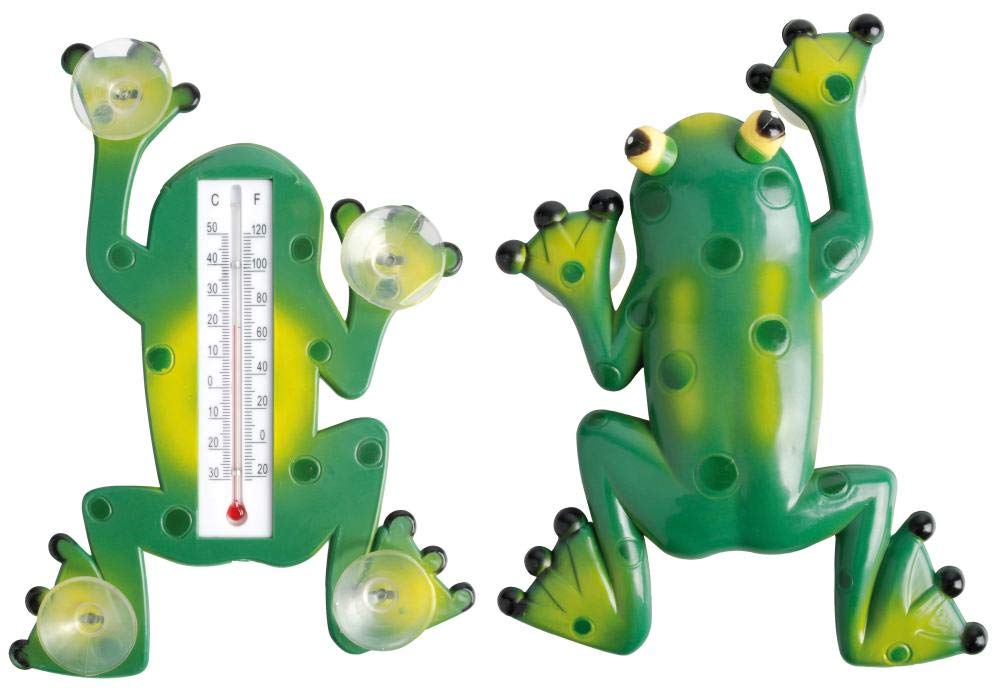 Bild von 2 Stück Esschert Design Fensterthermometer, Temperaturmesser Motiv Frosch, von Innen ablesbar, ca. 18 cm x 24 cm