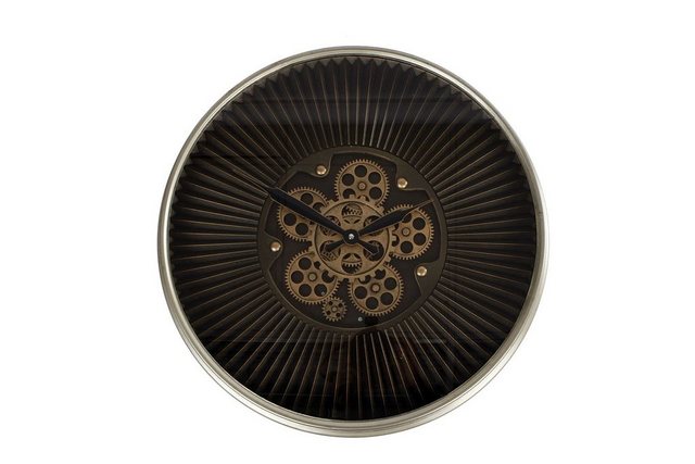 Bild von Rivanto® Wanduhr Stefan Radaruhr mit sichtbarem Uhrwerk Größe S 55 cm Durchmesser schwarz gold Metall