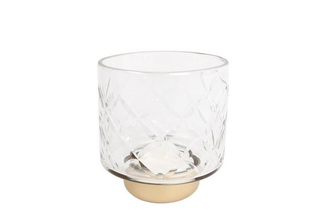 Bild von Rivanto® Teelichthalter Ria Teelichtständer im klassischen Design Größe S Maße 8x8x8x cm farblos | gold Glas | Metall
