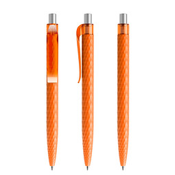 Bild von prodir® Druckkugelschreiber QS01 PMT Push, blaue Mine, orange/silber satiniert