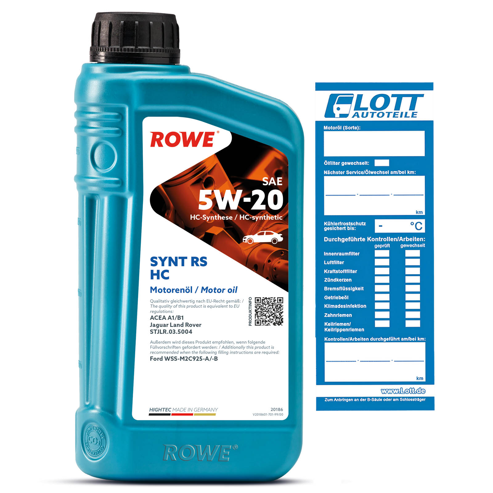 Bild von ROWE Hightec Synt RS HC SAE 5W-20-1 Liter PKW-Motoröl, vollsynthetisch (HC-Synthese) |Made in Germany