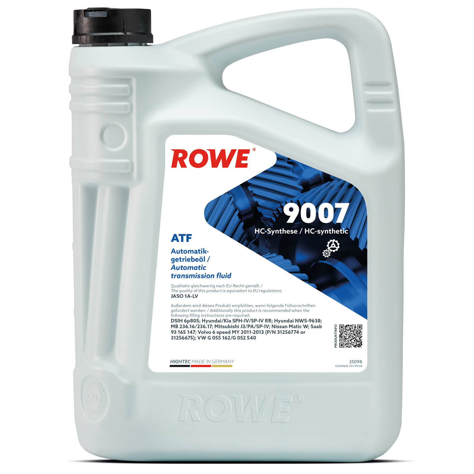 Bild von ROWE HIGHTEC ATF 9007 5l Automatikgetriebeöl,Getriebeöl Teilsynthetiköl für MERCEDES-BENZ HYUNDAI SPYKER AUDI MITSUBISHI KIA GENESIS SSANGYONG 25098-0