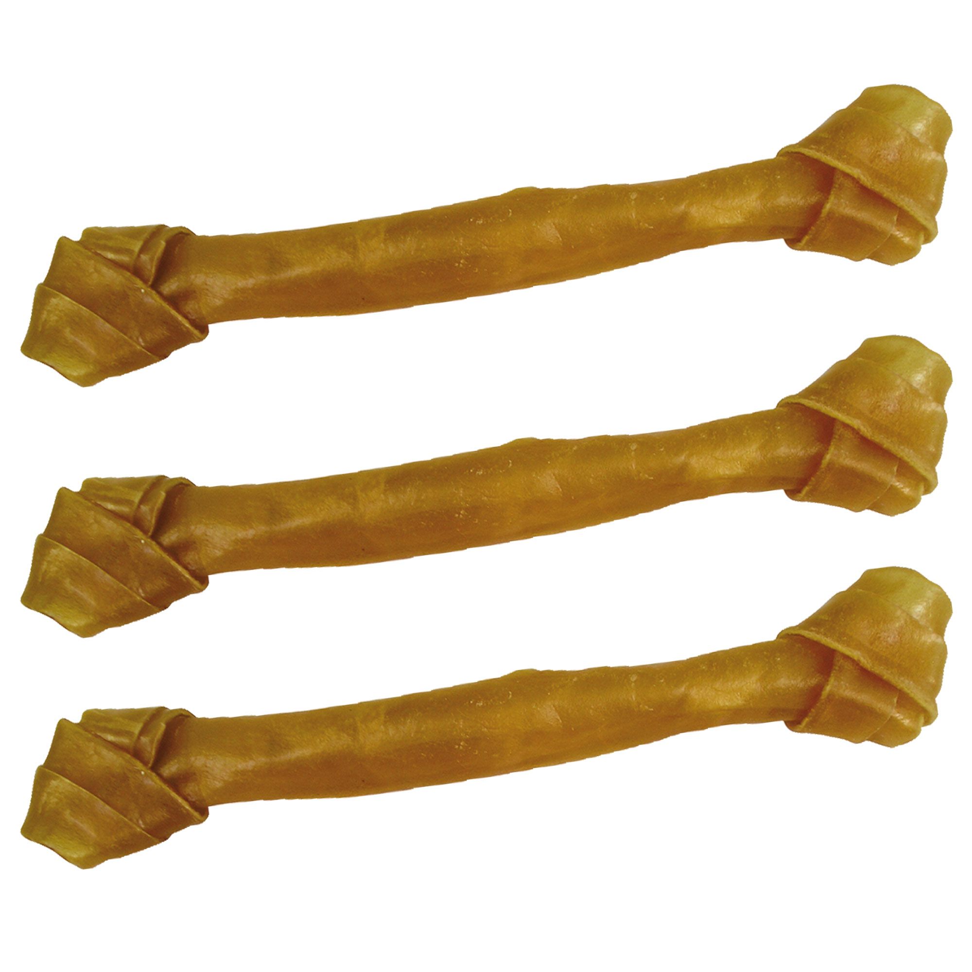 Bild von Schecker Geknotete Kauknochen 240 g (3Stck.) a 19cm aus gepresster Rinderhaut Ideal für Junge Hunde und Senioren Hunde