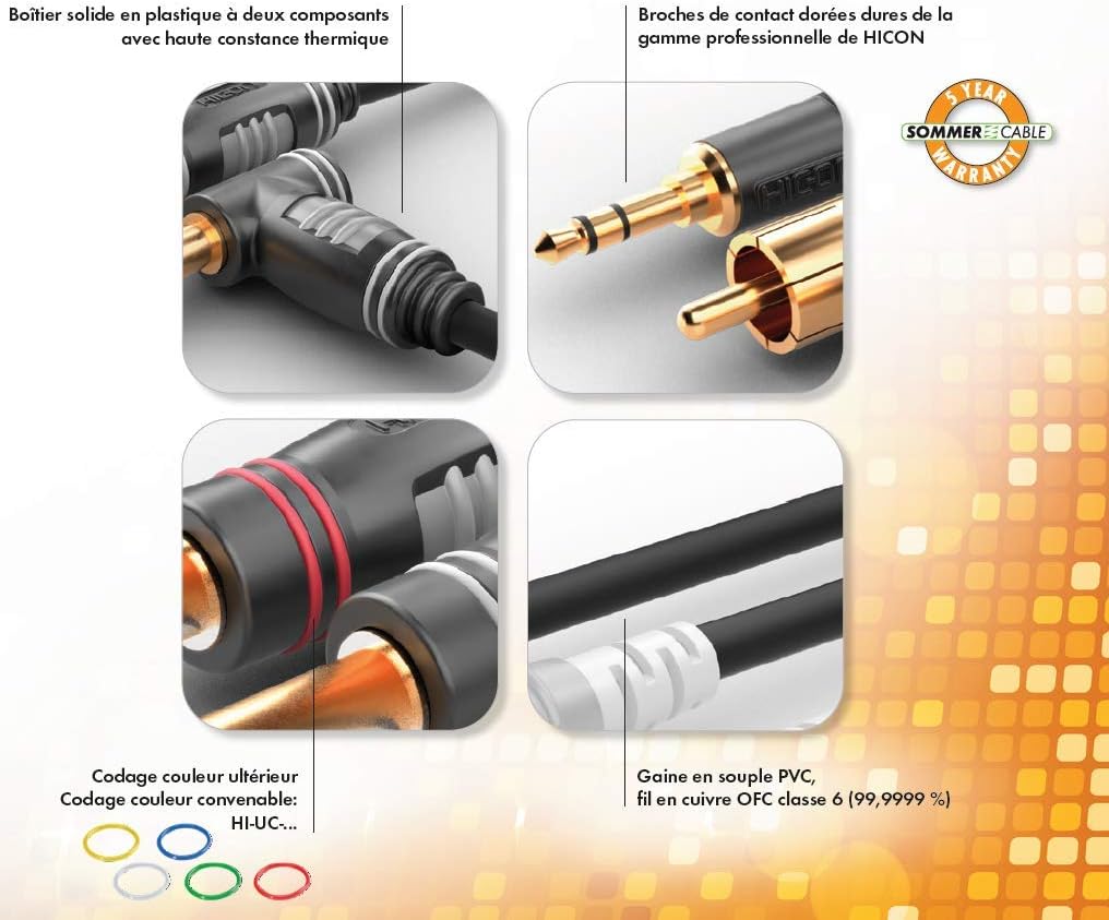 Bild von Sommer cable Hicon HBA-6M-0150 Klinken-Anschlusskabel [1x Klinke 6,3mm (Mono) - 1x Klinke Stecker 6,3mm (Mono)] 1,50m schwarz