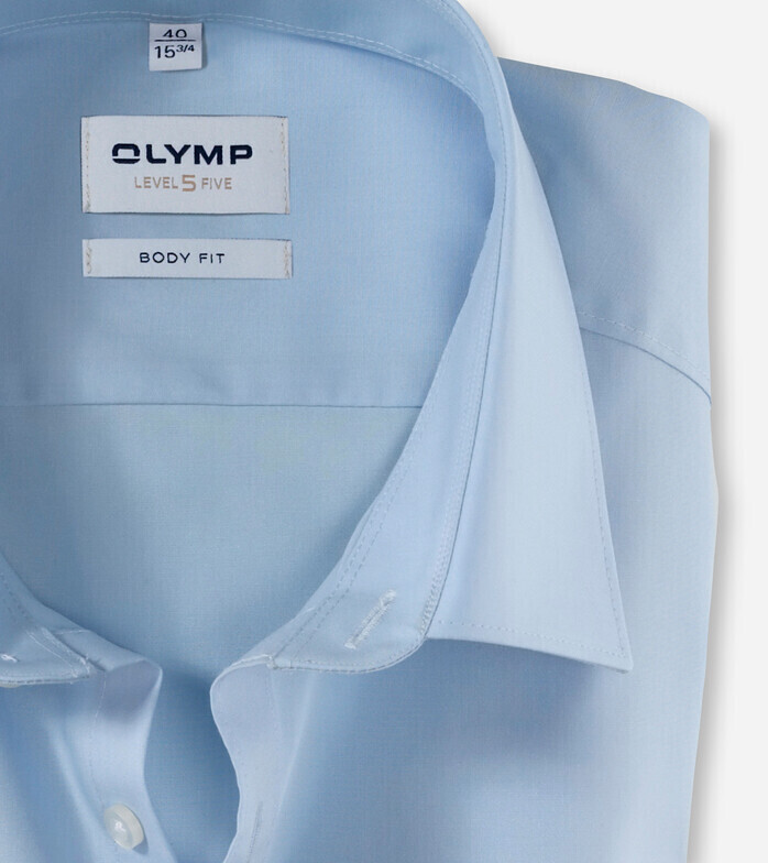 Bild von OLYMP Herren Businesshemd Langarm Level.Five.Body.fit,Einfarbig,Body fit,New York Kent,hellblau 10,36