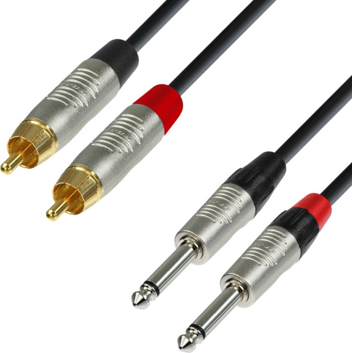 Bild von Adam Hall Cables K4 TPC 0060 Audiokabel REAN 2 x Cinch male auf 2 x 6,3 mm