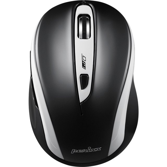 Bild von Perixx PERIMICE-721 WB  Ergonomische Maus Funk    Weiß-Schwarz 5 Tasten (Kabellos), Maus, Mehrfarbig