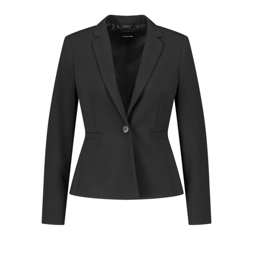 Bild von TAIFUN Damen Klassischer Blazer aus knitterarmer Qualität 60cm Langarm Revers Schwarz, 34