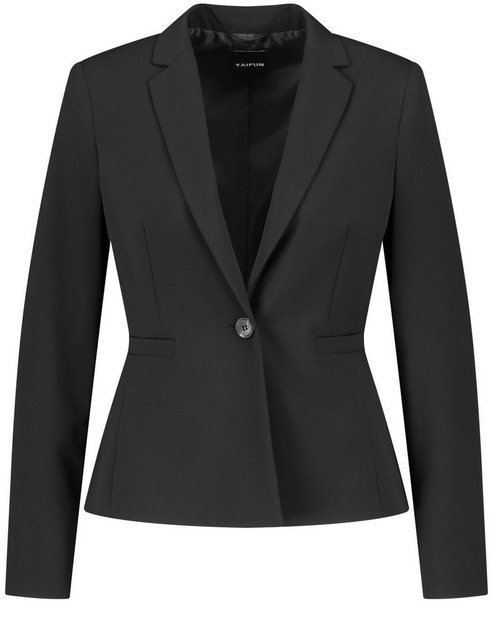 Bild von TAIFUN Damen Klassischer Blazer aus knitterarmer Qualität 60 cm Revers Langarm unifarben Schwarz, 42
