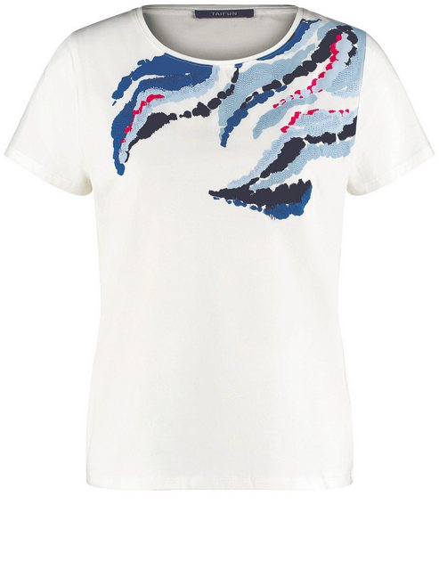 Bild von TAIFUN Damen T-Shirt aus Bio-Baumwolle 62 cm Rundhals Kurzarm Weiss, 42
