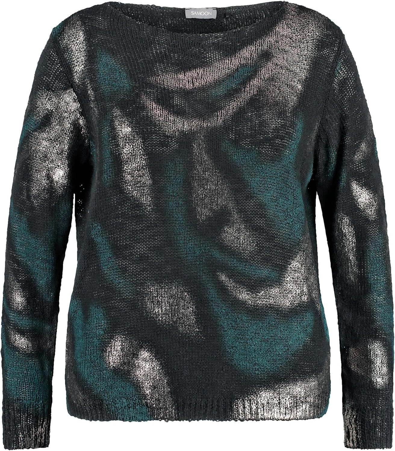 Bild von Samoon Damen Pullover mit Print Langarm Gemustert Black Gemustert 44
