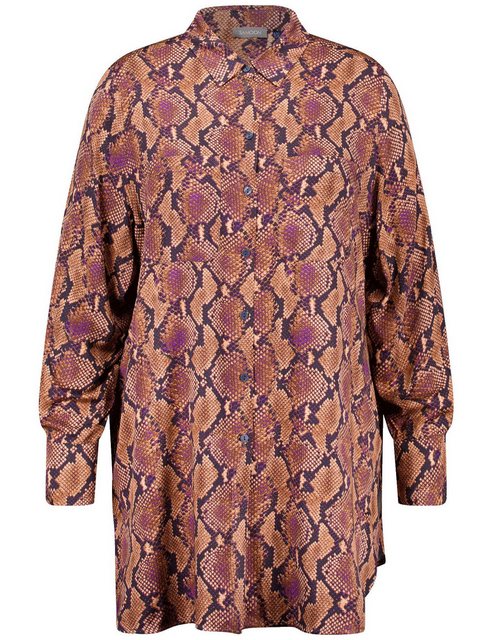 Bild von SAMOON Damen Longbluse mit Schlangen-Print Viskose 86 cm Hemdkragen Langarm Animal-Print Lila, 48