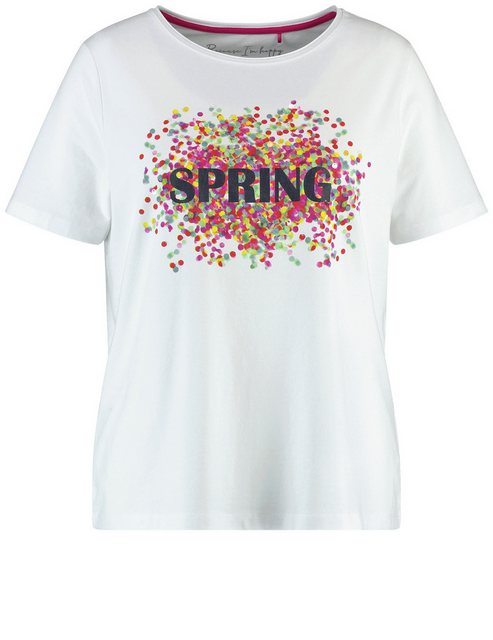Bild von SAMOON Damen T-Shirt mit Wording Modal 68 cm Rundhals Kurzarm Weiss, 48