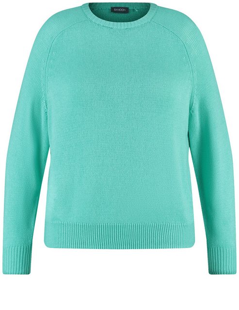 Bild von SAMOON Damen Pullover mit Kaschmiranteil Langarm|Raglanarm|Ärmelbündchen Polyamid, Blau, 46