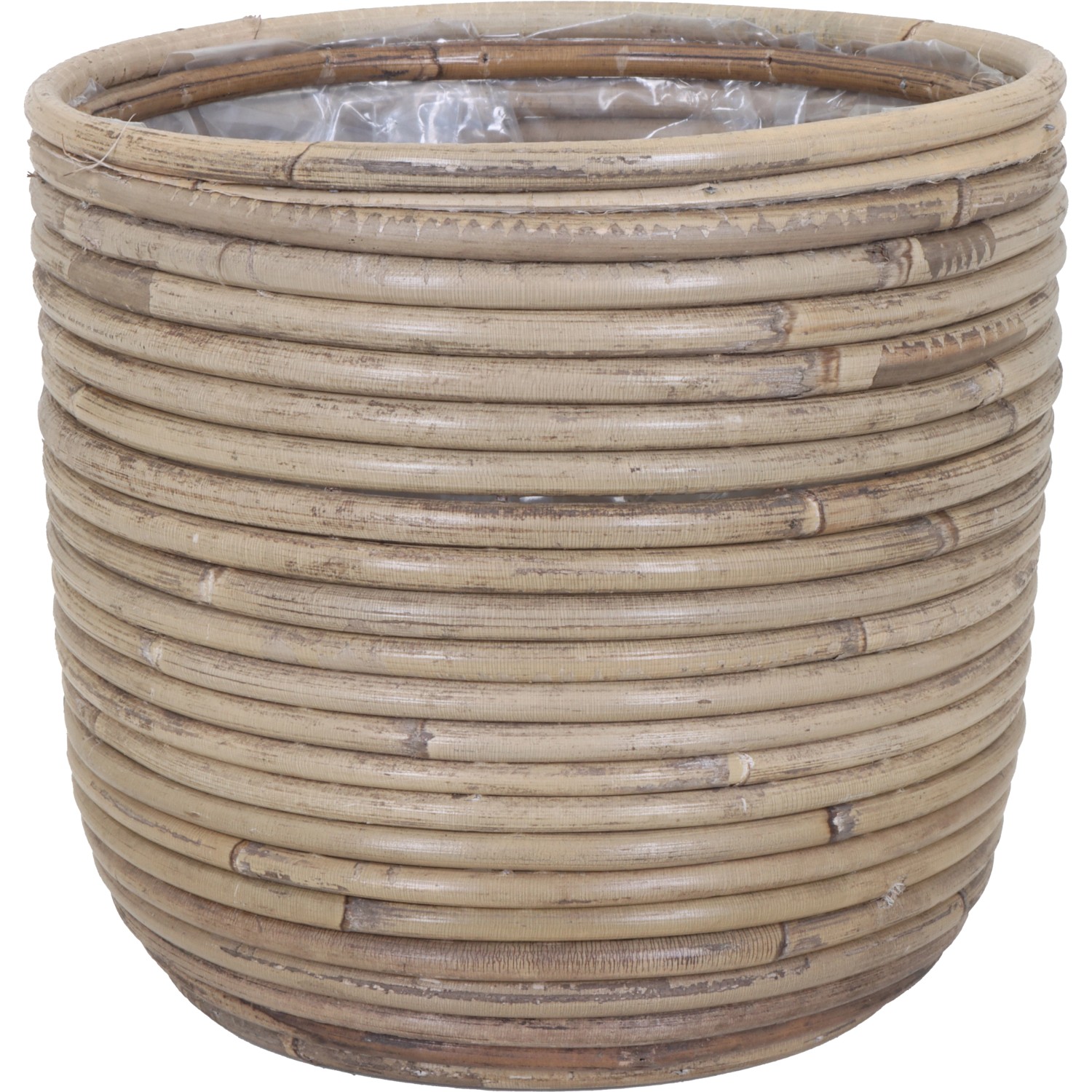 Bild von A.H.G. Rattantopf Rund Natur-Grau mit Polybeutel 20 cm x1 8cm