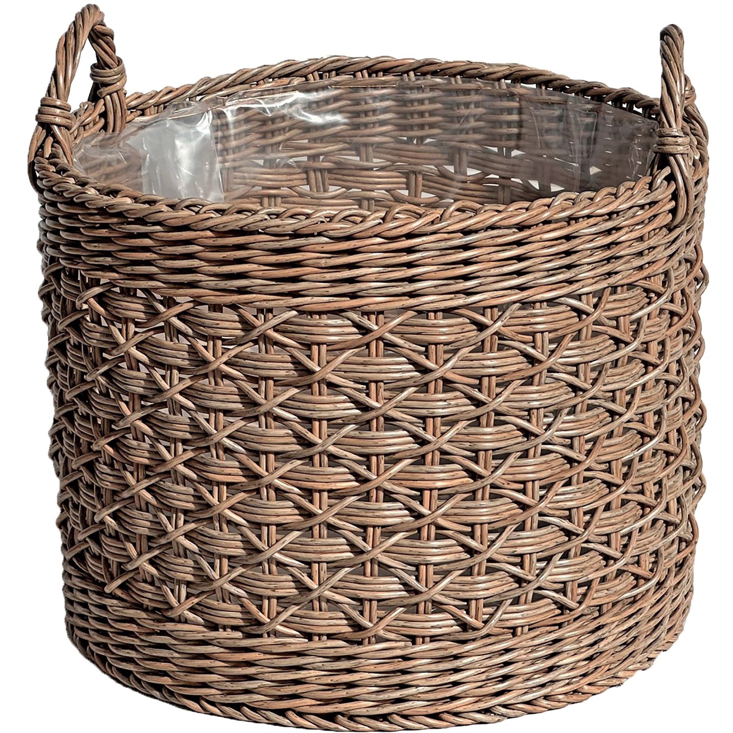 Bild von A.H.G. Pflanzkorb Polyrattan Zylindrisch 2 Griffe Ø 40 x 40 cm Natur-Braun