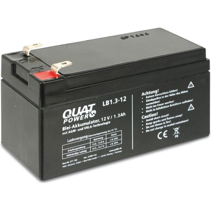 Bild von QuatPower, Versorgungsbatterie, Blei-Akkumulator LB1.3-12, 12 V-/1,3 Ah (12 V, 1.30 Ah)