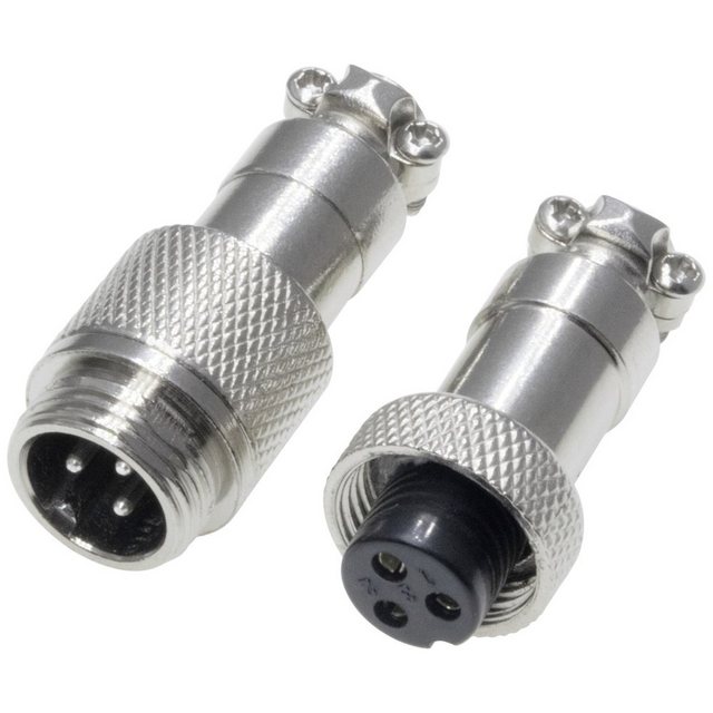 Bild von Rundsteckverbinder, 3-polig, 250V, 3A, Lötanschluss, IP55, wire to wire, 1 Stecker + 1 Buchse