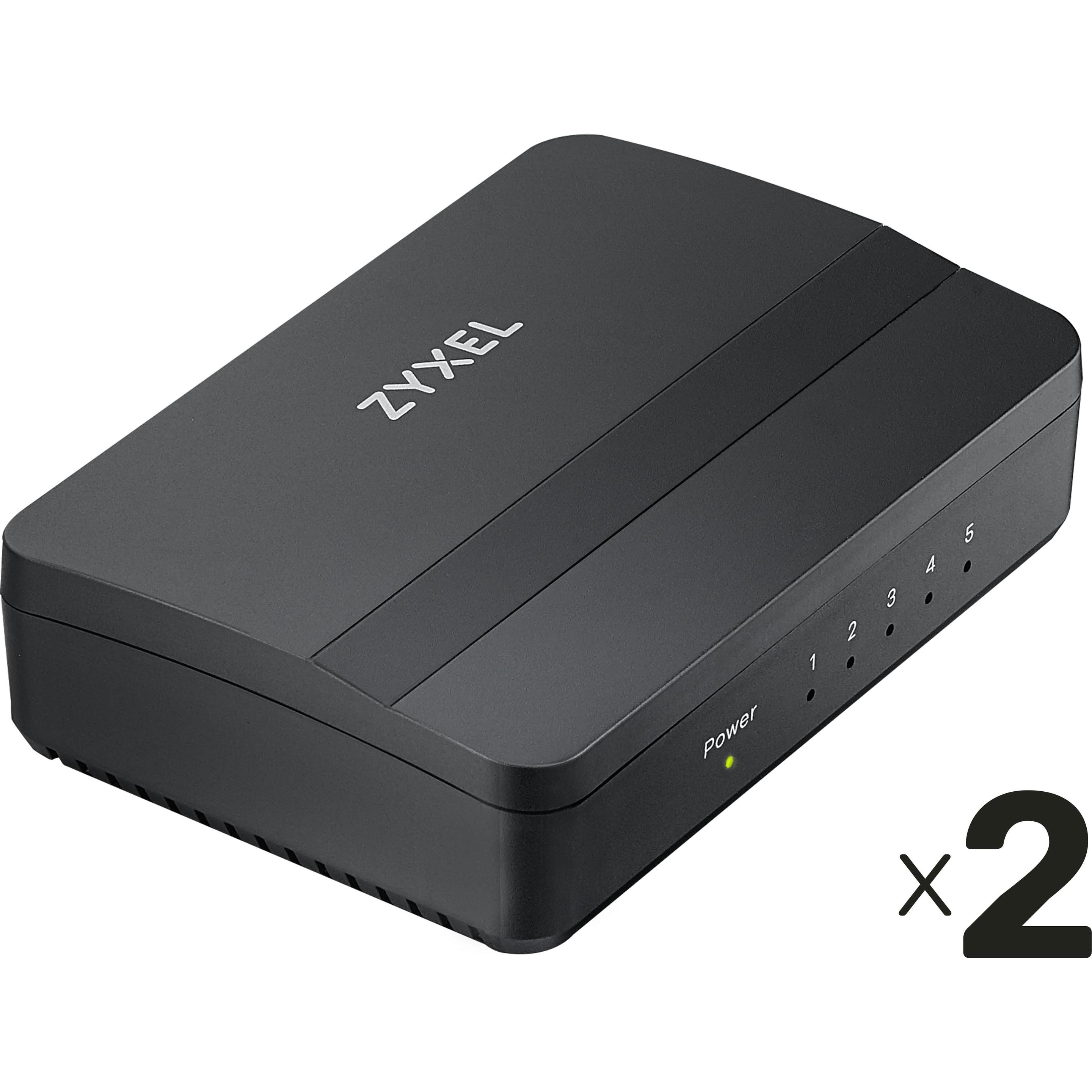Bild von Zyxel Desktop-Switch  GS-105S v2 5Port 2er Pack (5 Ports), Netzwerk Switch