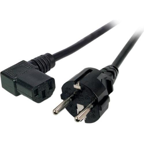 Bild von EFB Elektronik EFB Netzkabel Schutzkontakt 180°-C13 90°,sw,2,0m,3x0,75mm (2 m), Stromkabel