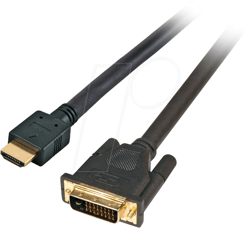 Bild von 2.00m EFB Elektronik HDMI Adapterkabel doppelt geschirmt HDMI-Stecker auf DVI 24+1 Stecker Schwarz Full HD