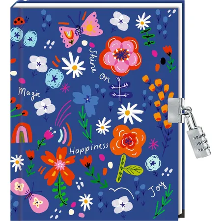 Bild von Tagebuch – Mein Tagebuch: Flowers and Happiness: für Kita, Kindergarten und Grundschule, unisex, Jungen und Mädchen, mit Zahlenschloss und Sticker