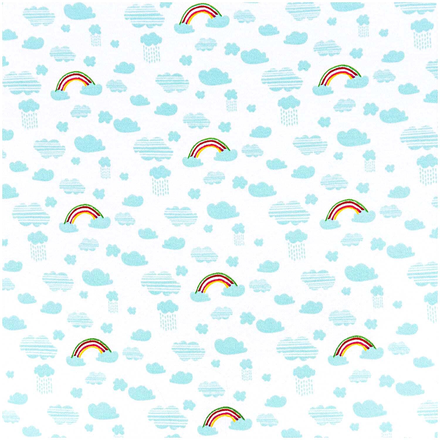 Bild von Stoff Jersey weiß-Regenbogen 145cm