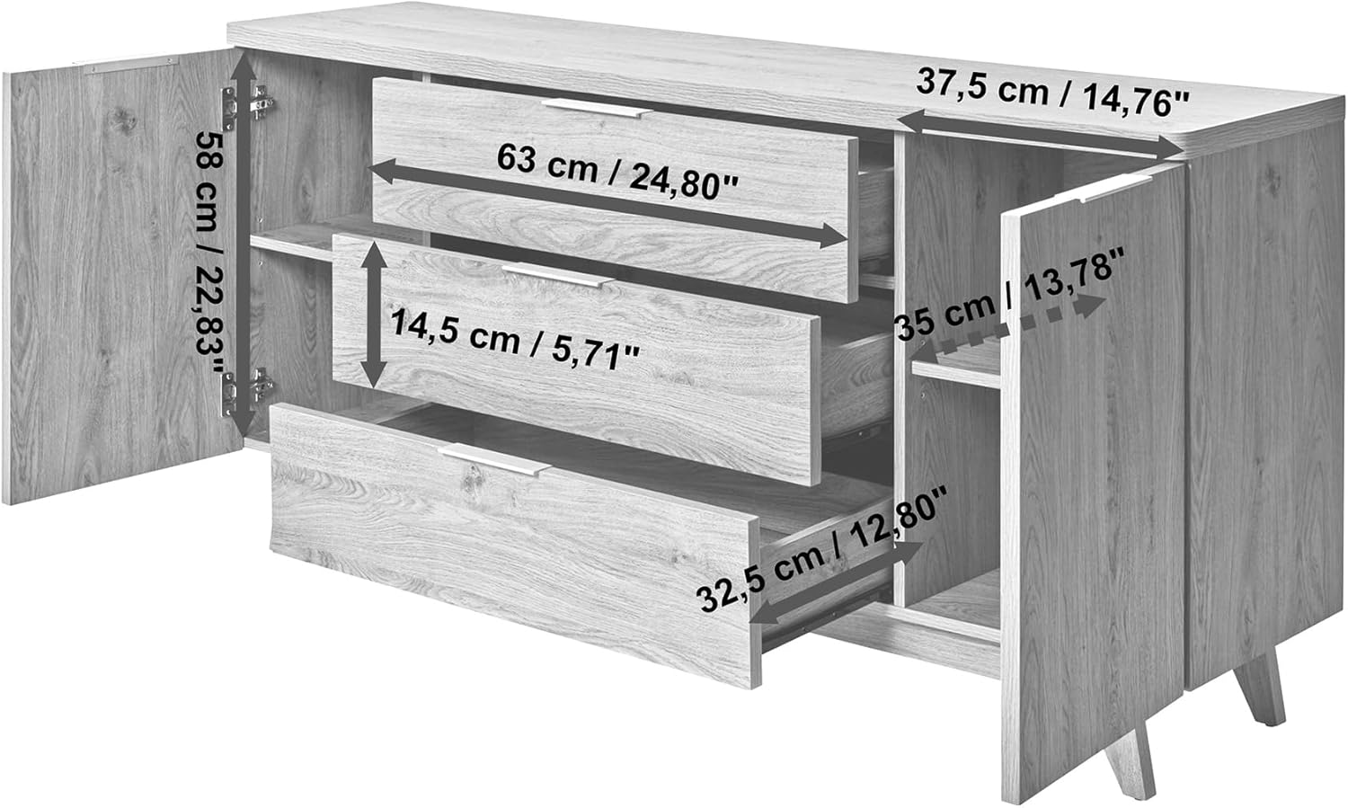 Bild von Jahnke Sideboard "LOOP SB 150", (1 St.), mit 2 Türen + 3 Schubladen, Breite ca. 150 cm