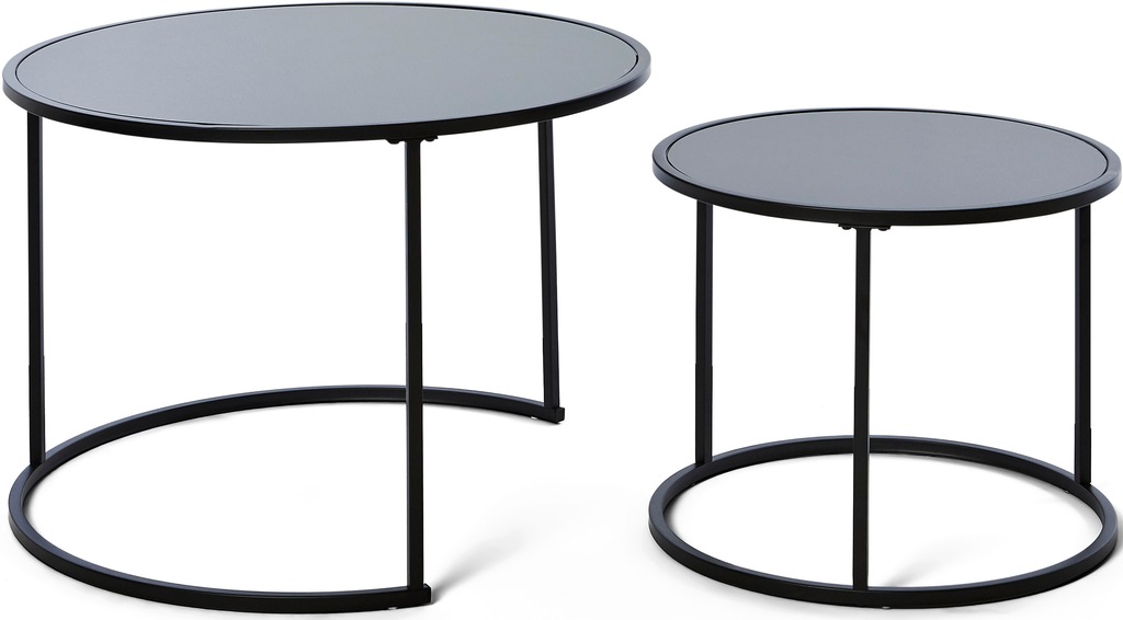 Bild von Jahnke SOL Coffee Set Couchtisch, Engineered Wood, Schwarzglas/Schwarz, One Size