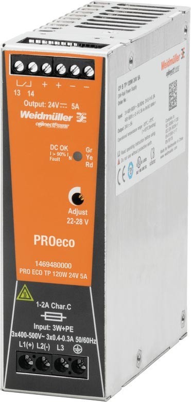 Bild von Weidmüller Weidmüller PRO ECO 120W 24V 5A Hutschienen-Netzteil (DIN-Rail) 24 V/D Hutschienen-Netzteil